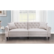 Pemberly Row 87.8'' Convertible Cream Velvet Sofa Bed Sleeper