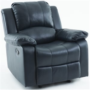 Pemberly Row Faux Leather Glider Rocker Recliner in Midnight Blue