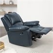 Pemberly Row Faux Leather Glider Rocker Recliner in Midnight Blue
