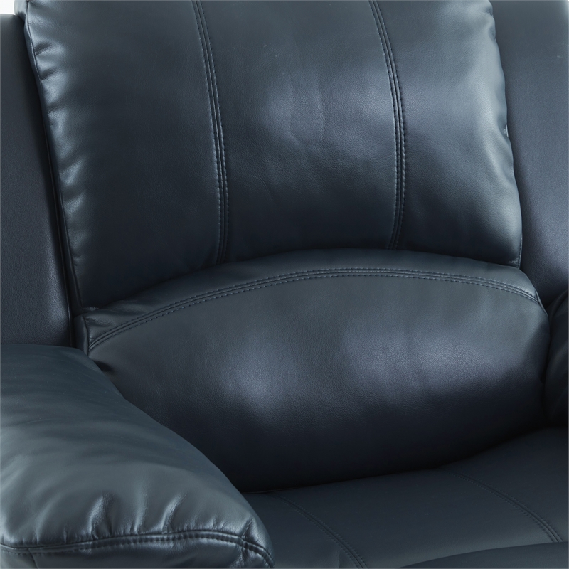 Pemberly Row Faux Leather Glider Rocker Recliner in Midnight Blue