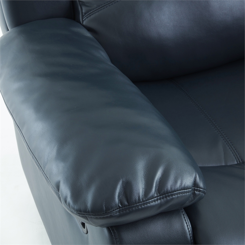 Pemberly Row Faux Leather Glider Rocker Recliner in Midnight Blue