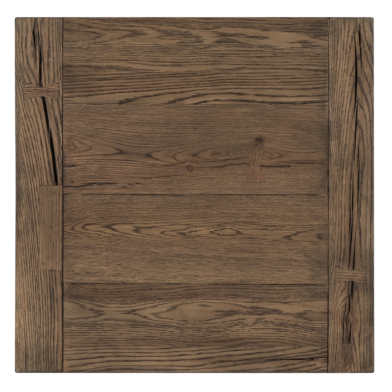 Pemberly Row Antique Brown Cracked Oak Wood End Table - Rustic Charm