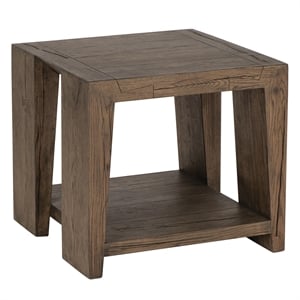 Pemberly Row Antique Brown Cracked Oak Wood End Table - Rustic Charm