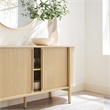 Pemberly Row Modern Wood Sideboard with Open Shelving in Oak