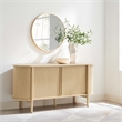 Pemberly Row Modern Wood Sideboard with Open Shelving in Oak