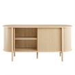 Pemberly Row Modern Wood Sideboard with Open Shelving in Oak