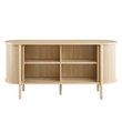 Pemberly Row Modern Wood Sideboard with Open Shelving in Oak