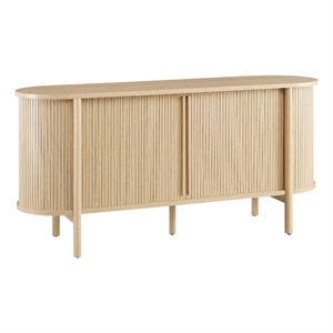 Pemberly Row Modern Wood Sideboard with Open Shelving in Oak