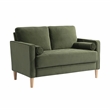 Pemberly Row Contemporary Loveseat in Olive Fabric Upholstery