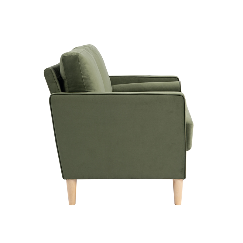 Pemberly Row Contemporary Loveseat in Olive Fabric Upholstery