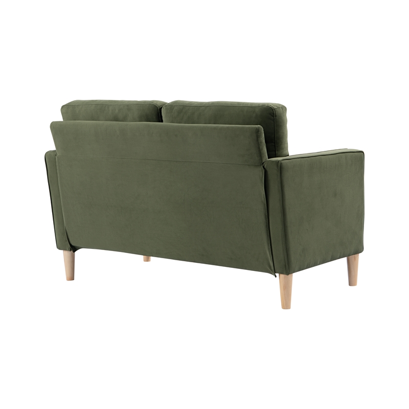 Pemberly Row Contemporary Loveseat in Olive Fabric Upholstery