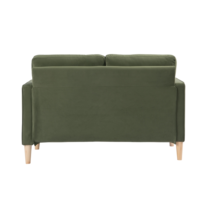Pemberly Row Contemporary Loveseat in Olive Fabric Upholstery