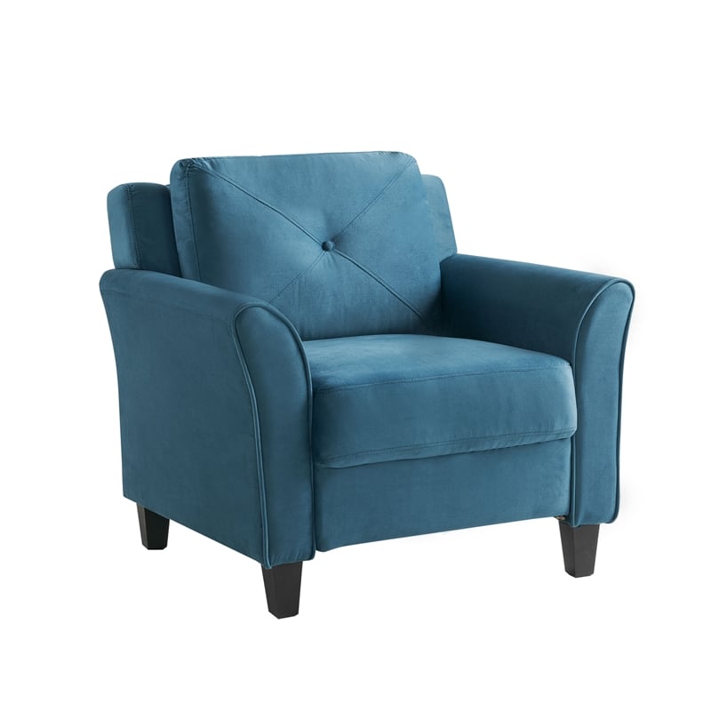 Pemberly Row Contemporary Arm Chair in Blue Fabric Upholstery