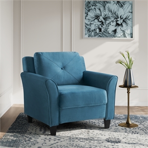 Pemberly Row Contemporary Arm Chair in Blue Fabric Upholstery