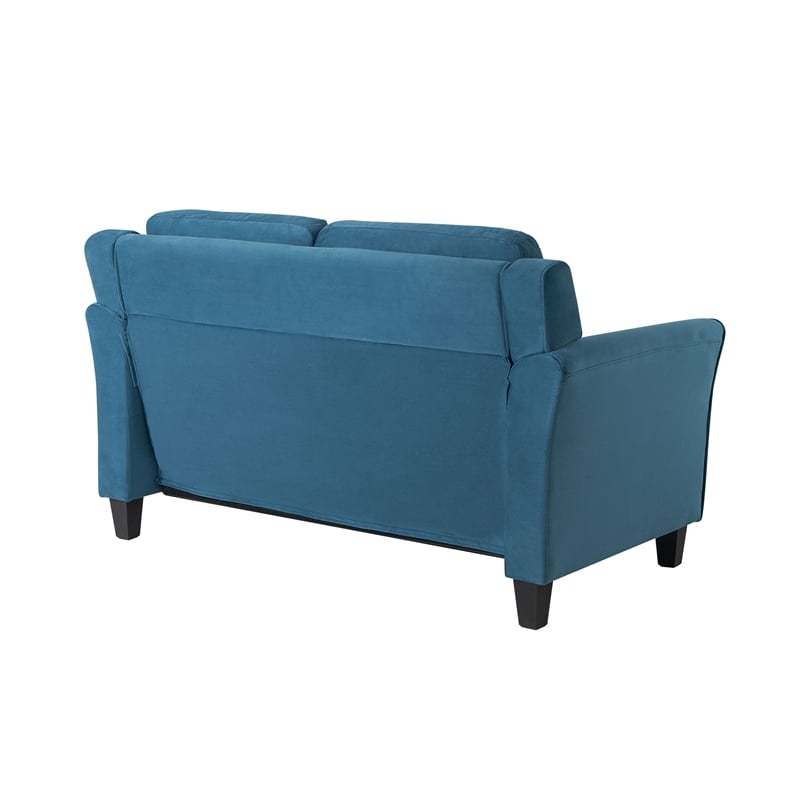 Pemberly Row Contemporary Loveseat in Blue Fabric Upholstery