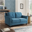 Pemberly Row Contemporary Loveseat in Blue Fabric Upholstery
