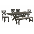 Pemberly Row 6-Piece Solid Wood Rectangular Dining Set in Rustic Brown