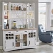 Pemberly Row Modern Wood Buffet with Open Display Hutch in White
