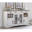 Pemberly Row Modern Wood Buffet with Open Display Hutch in White