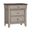 Pemberly Row Modern 3 Drawer Night Stand w/ Charging Station