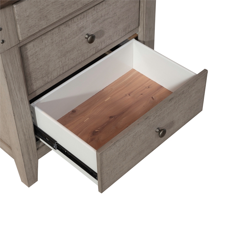 Pemberly Row Modern 3 Drawer Night Stand w/ Charging Station
