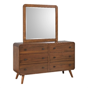 Pemberly Row 6-drawer Rectangular Wood Dresser with Mirror Dark Walnut