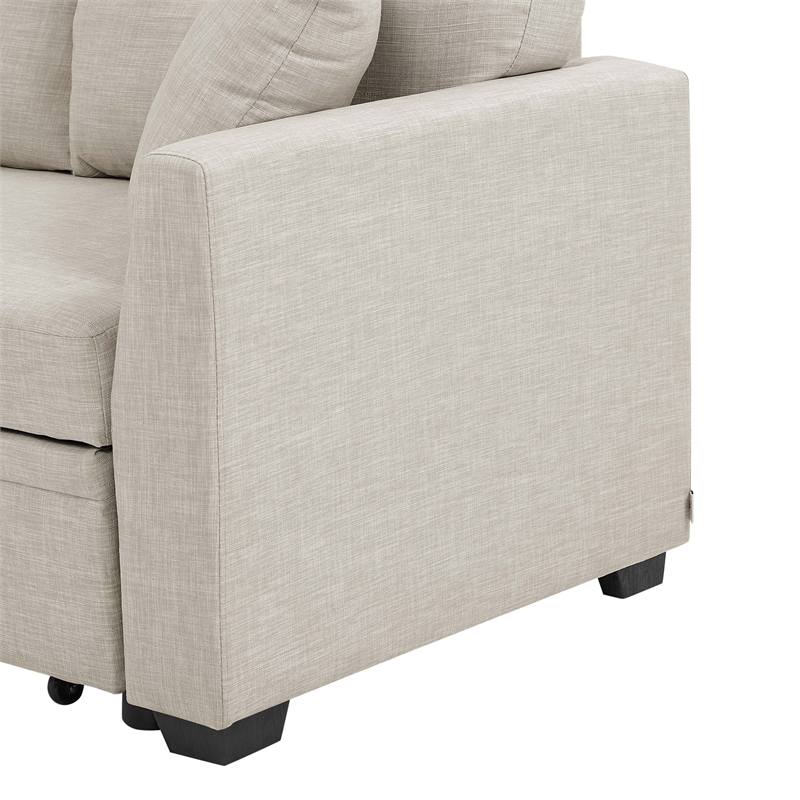 Pemberly Row 85''Linen Blend Fabric Upholstered Sleeper Sofa