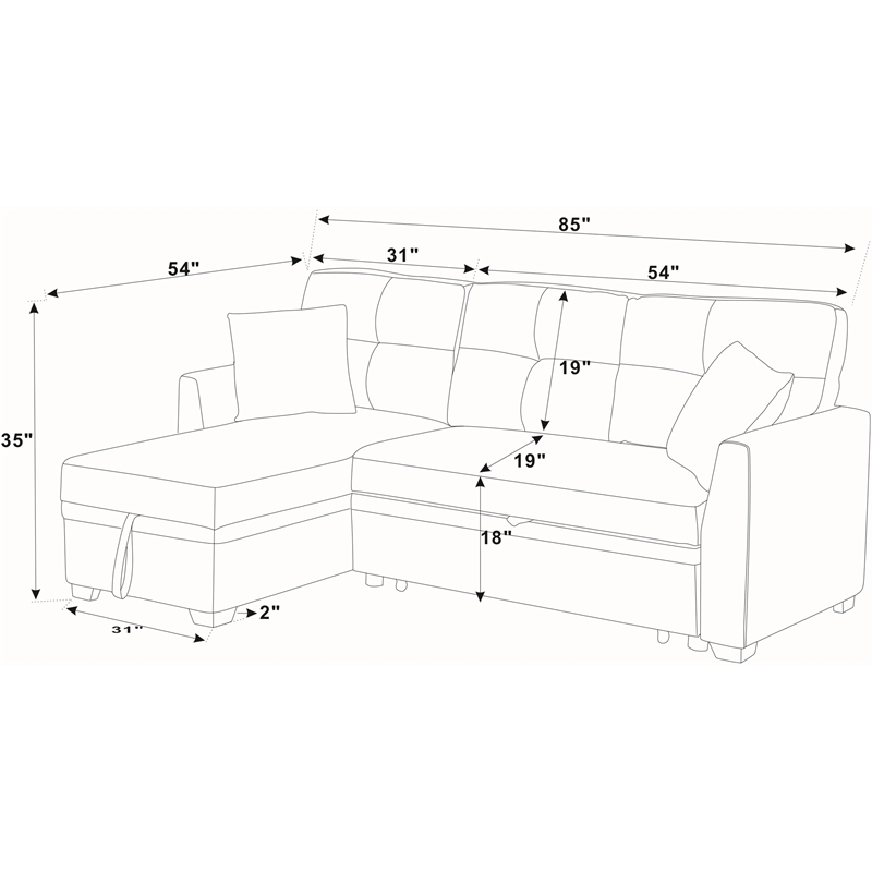 Pemberly Row 85''Linen Blend Fabric Upholstered Sleeper Sofa