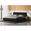 Pemberly Row Upholstered Platform King Bed in Black Boucle Fabric