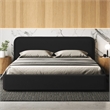 Pemberly Row Upholstered Platform King Bed in Black Boucle Fabric