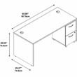 Pemberly Row 66W Desk with Mobile File Cabinet - Hansen Cherry - Engineered Wood