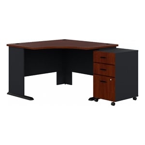 Pemberly Row 48&quot Corner Computer Desk in Hansen Cherry - Engineered Wood
