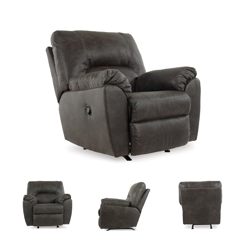 Pemberly Row Modern / Contemporary Fabric Rocker Recliner in Pewter