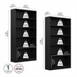 Pemberly Row Modern 5 Shelf Bookcase in Classic Black (Set of 2)