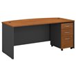 Pemberly Row Engineered Wood 72W Bow Front Desk w/ Mobile File - Natural Cherry