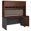 Pemberly Row 72W x 30D Desk with Hutch and Mobile File Cabinet in Hansen Cherry