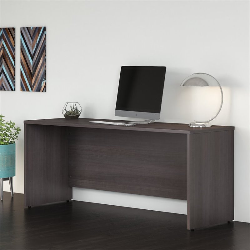 Pemberly Row 72W x 24D Credenza Desk in Storm Gray - Engineered Wood
