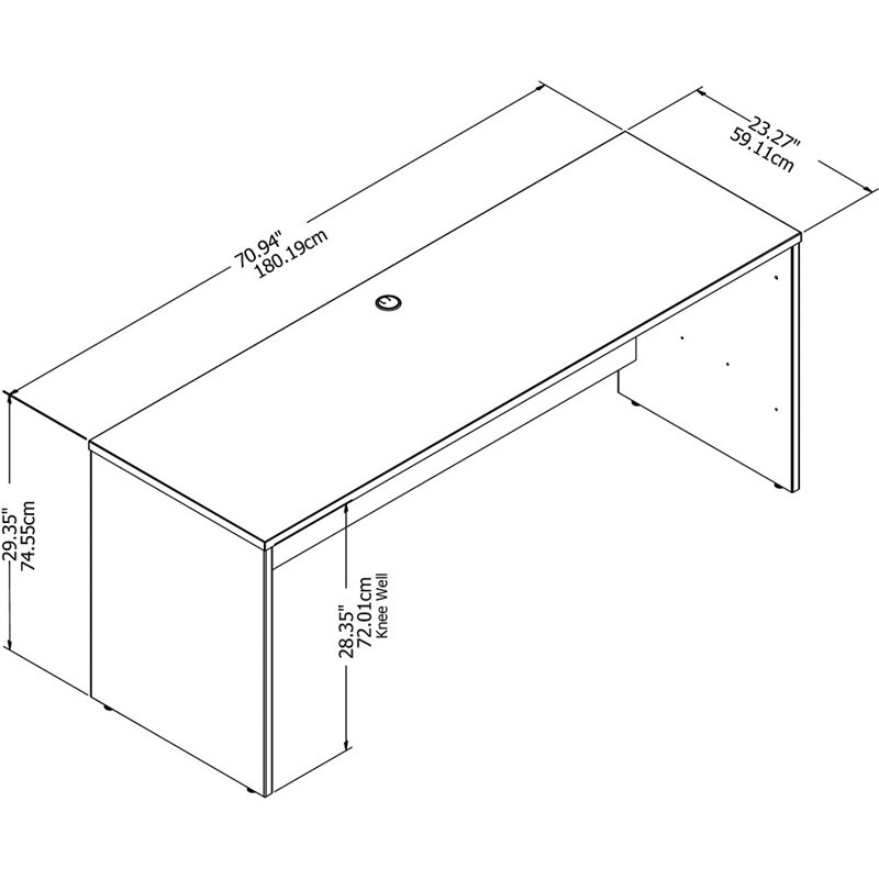 Pemberly Row 72W x 24D Credenza Desk in Storm Gray - Engineered Wood