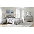 Pemberly Row Contemporary Riley Silver Tufted Wooden King Bed