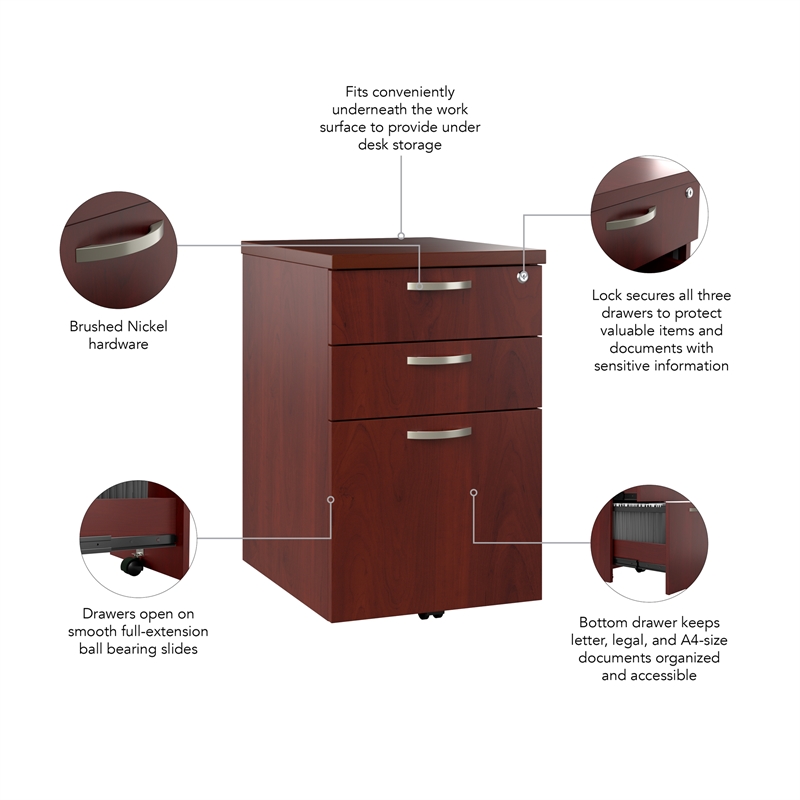 Pemberly Row Mobile File Cabinet in Hansen Cherry - Engineered Wood