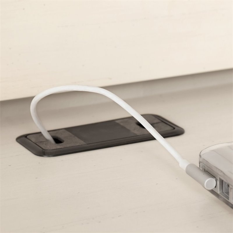 Pemberly Row Computer Desk with Hutch in Antique White - Engineered Wood