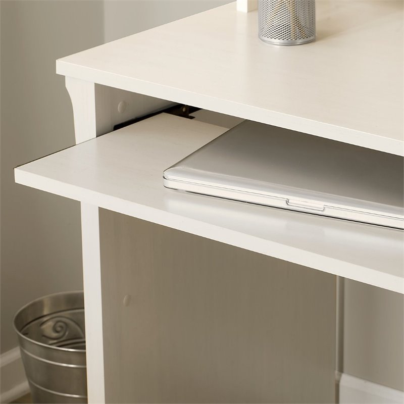 Pemberly Row Computer Desk with Hutch in Antique White - Engineered Wood