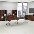 Pemberly Row Modern 96W Boat Shaped Conference Table in Cherry