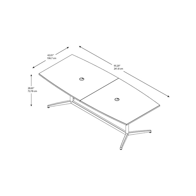 Pemberly Row Modern 96W Boat Shaped Conference Table in Cherry