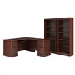 Pemberly Row Executive L Desk and 2 Bookcases - Harvest Cherry - Engineered Wood