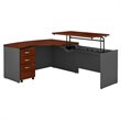 Pemberly Row 60W Right Sit to Stand L Shaped Desk Office Set in Hansen Cherry