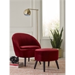 Pemberly Row Modern Velvet Accent Chair and Ottoman Set Merlot Red