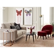 Pemberly Row Modern Velvet Accent Chair and Ottoman Set Merlot Red