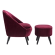 Pemberly Row Modern Velvet Accent Chair and Ottoman Set Merlot Red