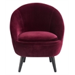 Pemberly Row Modern Velvet Accent Chair and Ottoman Set Merlot Red